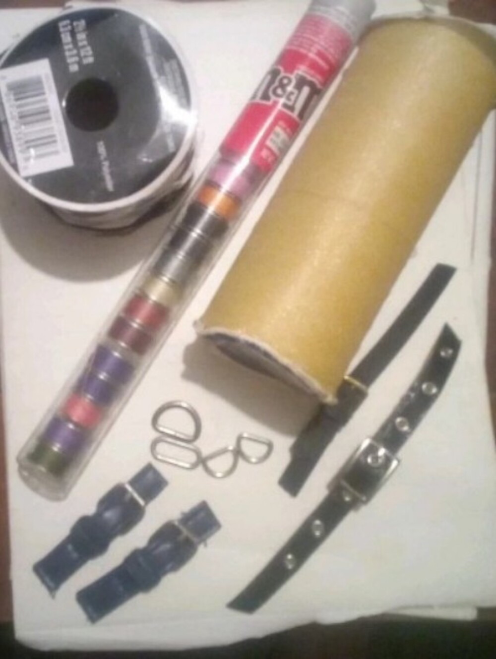 Craft Lot: Halloween Wired Ribbon, Champagne Veil Tulle, Metal Bobbins, Straps